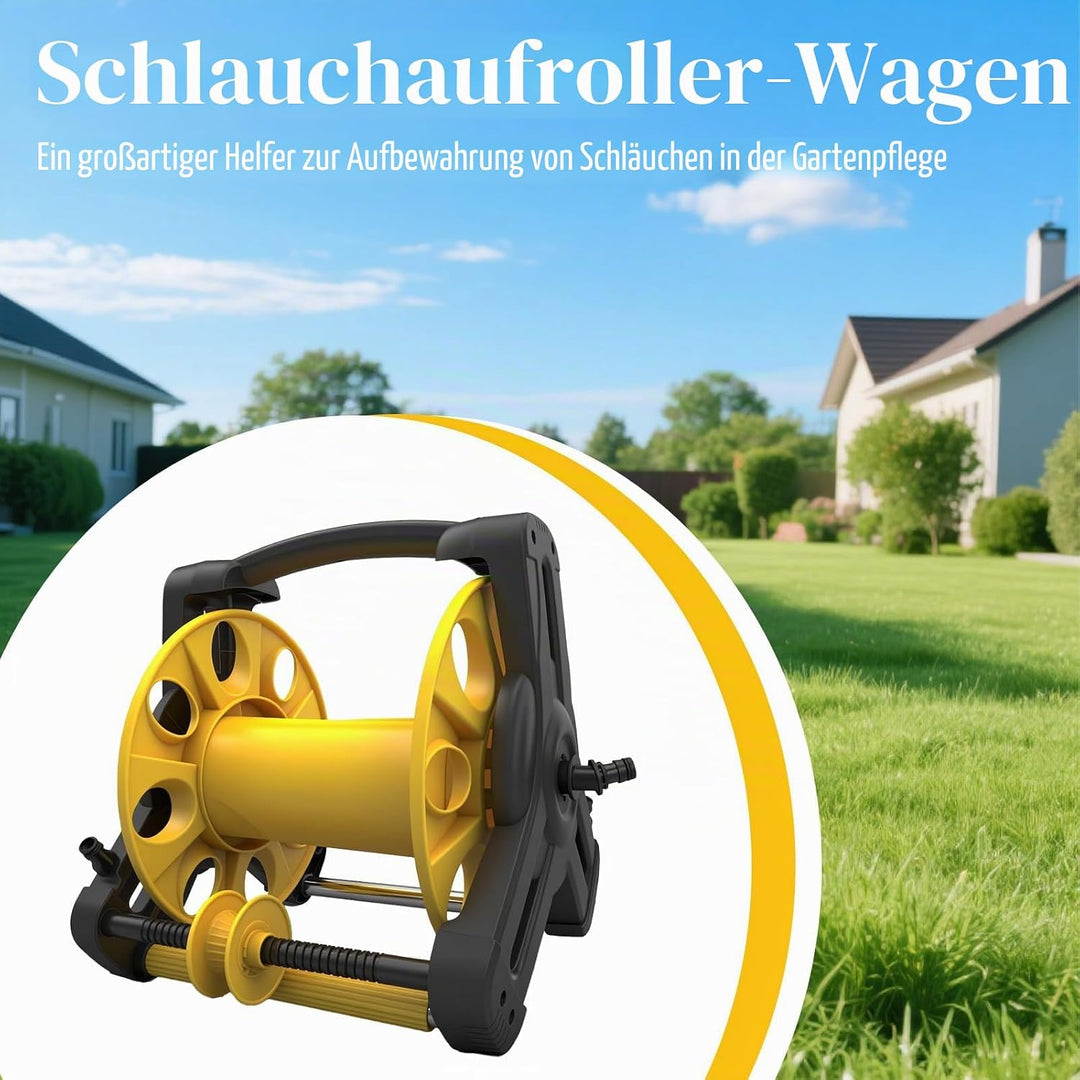 Schlauchkasten, Gartenschlauchkasten mit Gartenschlauch, 15m/25m Schwerlast-Schlauchrollwagen, 10 Sp