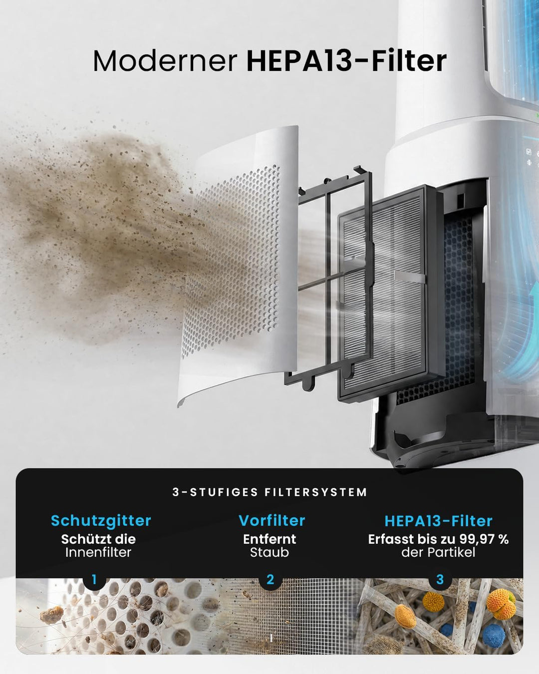 Pro Breeze 105cm rotorloser Ventilator mit Luftreiniger, Turmventilator sehr leise mit Fernbedienung
