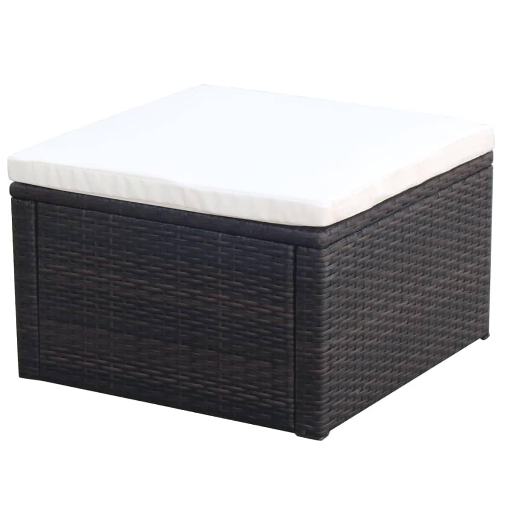 vidaXL Hocker mit Kissen Sitzhocker Balkon Gartenhocker Fusshocker Rattanhocker Gartenmöbel Sitzhock