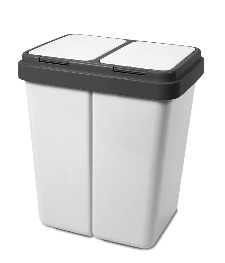 Alpfa Müllbehälter 2 x 30 Liter Duo Bin Grau Granit Made In Europe Inkl. 2 Ersatzfedern A 1 -
