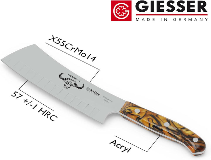 GIESSER seit 1776 - Made in Germany - Japanisches Kochmesser 16 cm, Kullenschliff, Spicy Orange, Pre