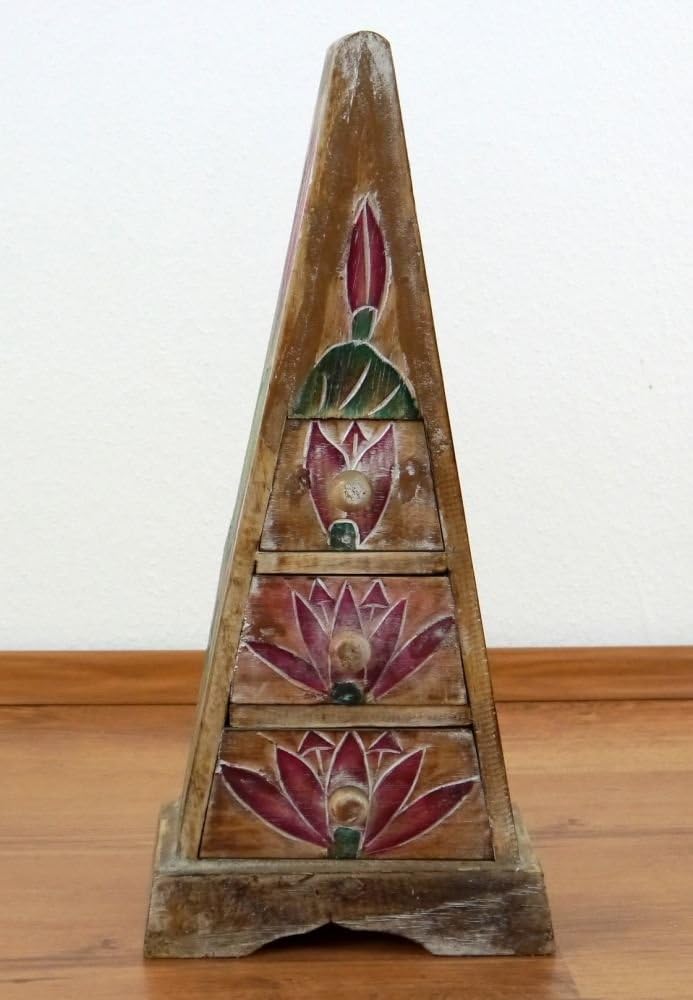 livasia Pyramiden Kommode, Schubladenkommode, Schubladenschränkchen, Schmuckschränkchen (Natur)