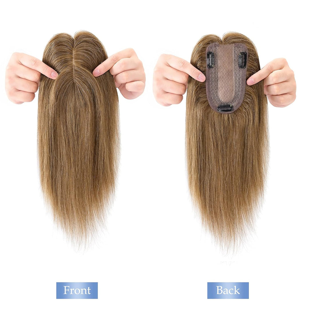 Silk-co Haarteile Echthaar Clip in Extensions Echthaar Toupee Haarverlängerung Toupee Hair Extension