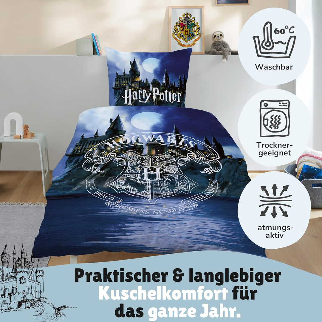 Familando Wende Bettwäsche-Set Harry Potter 135x200 80 x 80 cm · Kinderbettwäsche aus 100% Baumwolle