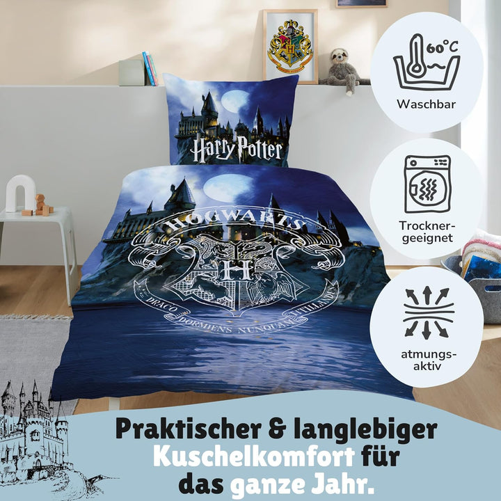 Familando Wende Bettwäsche-Set Harry Potter 135x200 80 x 80 cm · Kinderbettwäsche aus 100% Baumwolle