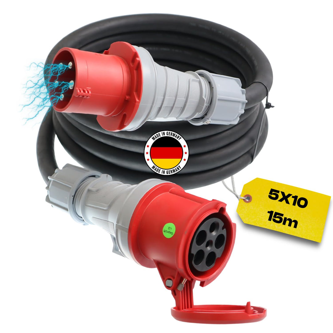netbote24 CEE Verlängerungskabel Starkstromkabel 63A 400V Gummileitung H07RN-F 5g10 mm² IP44 aussen