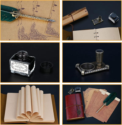 Cieex Schreibfeder Kalligraphie Feder, Handgemachte Dip Pen, Vintage Federkiel Dip Quill Pen Writing