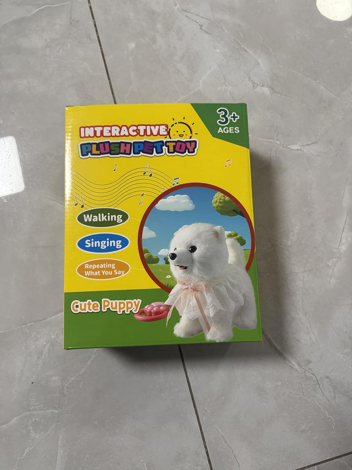Marsjoy Samoyed Gehender Bellender Hund für Kinder Interaktiver Musikalischer Welpenroboter Wiederho