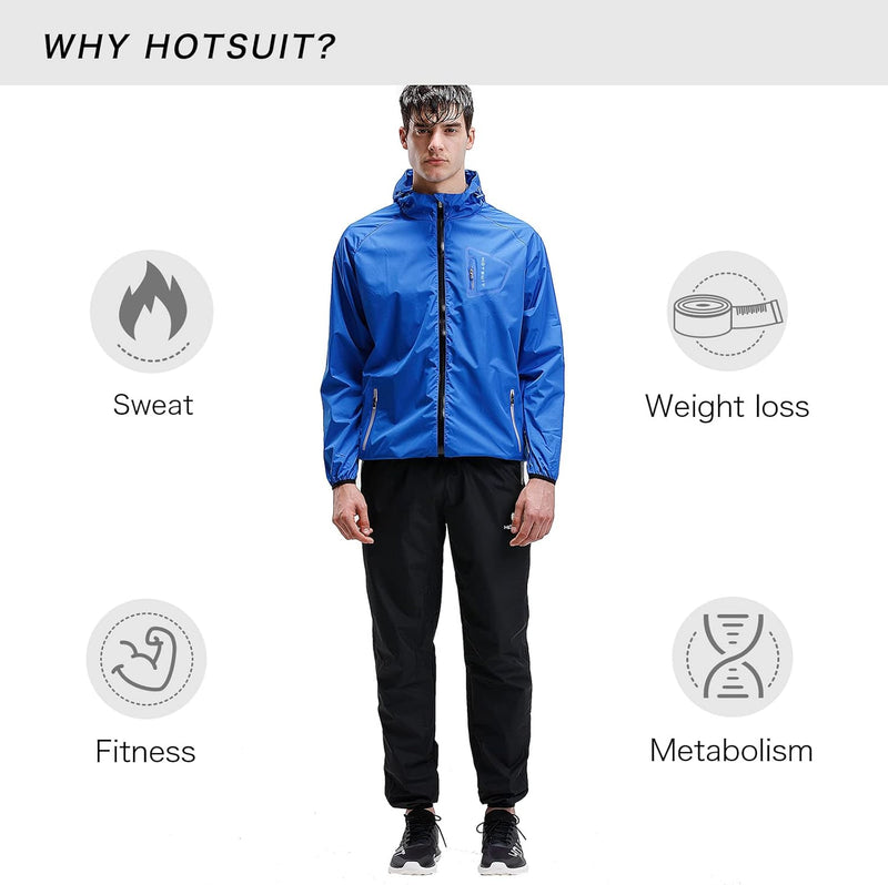 HOTSUIT Schwitzjacke/Schwitzanzug Herren, Anti Rip Sauna Anzug zum Abnehmen mit langem Reissverschlu