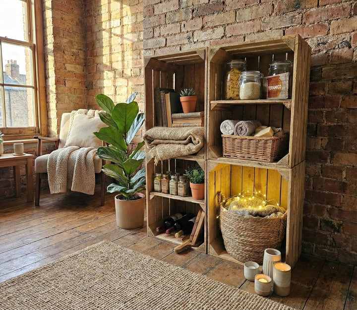 Teramico Vintage gebrauchten Holzkisten/Obstkisten/Weinkisten original aus dem Obstanbau mit Ablagef