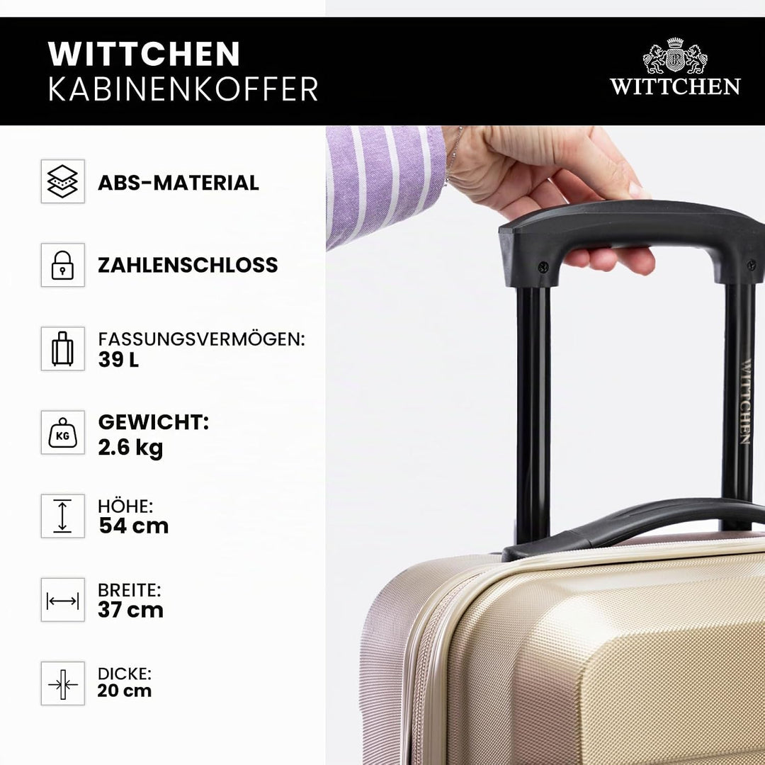 WITTCHEN COMODO Line Koffer Handgepäck Gepäck-Set aus ABS Teleskopgriff TSA Schloss 4 Doppelräder Be