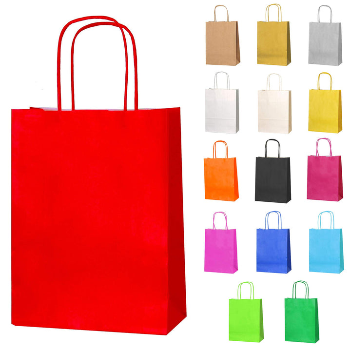 Thepaperbagstore 30 Papiertüten für Partys und Geschenke mit Griffen - Rot - 180x220x80mm Rot 30, Ro