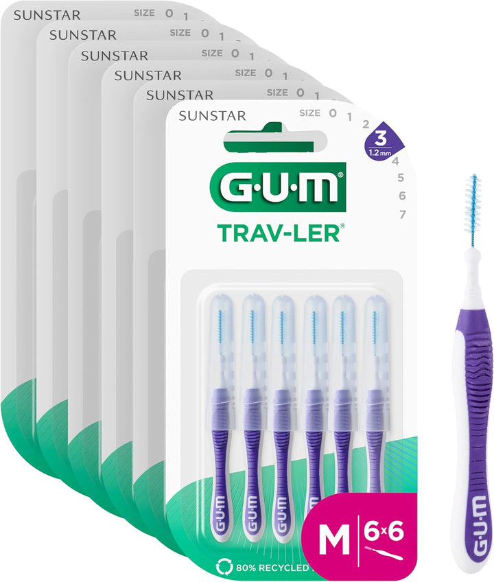 GUM TRAV-LER Interdentalbürsten | Zur gründlichen Reinigung aller Zahnzwischenräume | Biegbarer Hals
