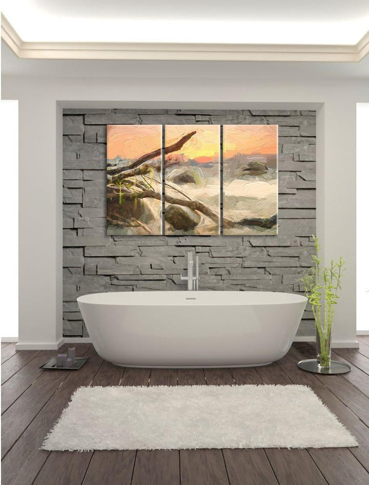 Pixxprint Ruhige See im Nebel als Leinwandbild/Grösse: 3 Teilig (120x80) cm/Wandbild/Kunstdruck/fert