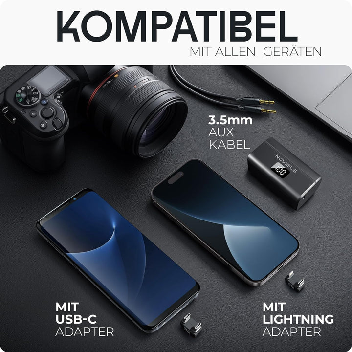 Kabelloses Lavalier Mikrofon für iPhone, Android, Kamera & PC - Kristallklarer Klang, Geräuschunterd