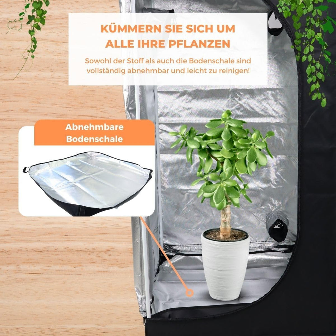 Mobiclinic®, Growzelt 80x80x160 cm, Indoor, Premium Mylar 97% reflektierend, Hydroponisches System,