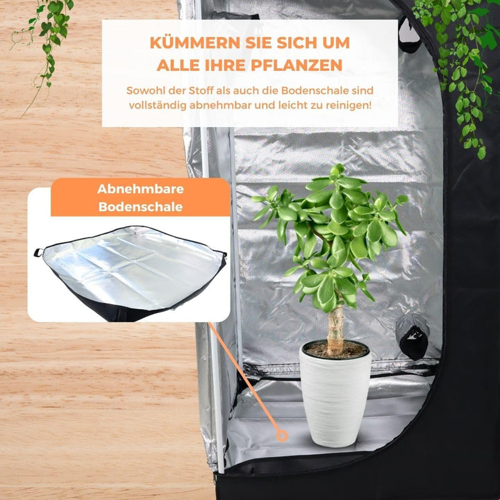 Mobiclinic®, Growzelt 80x80x160 cm, Indoor, Premium Mylar 97% reflektierend, Hydroponisches System,