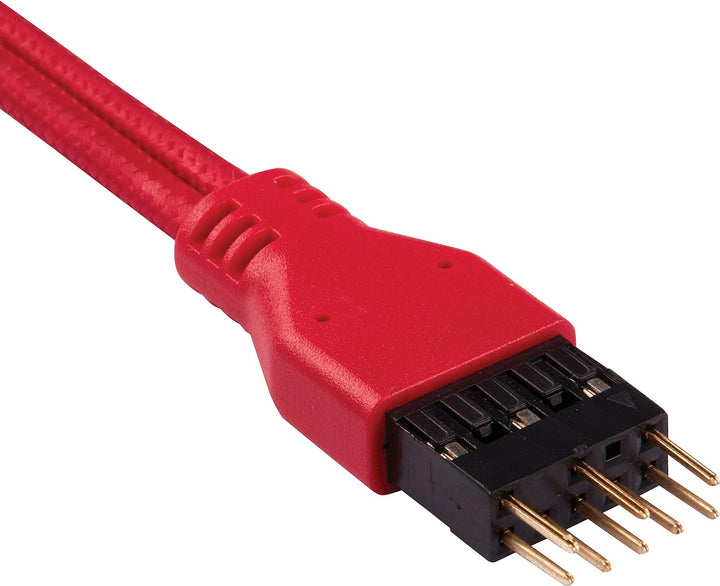 Corsair Premium Sleeved Front Panel Extension Kabel Verlängerungskit, Rot Front Panel Extension Rot,