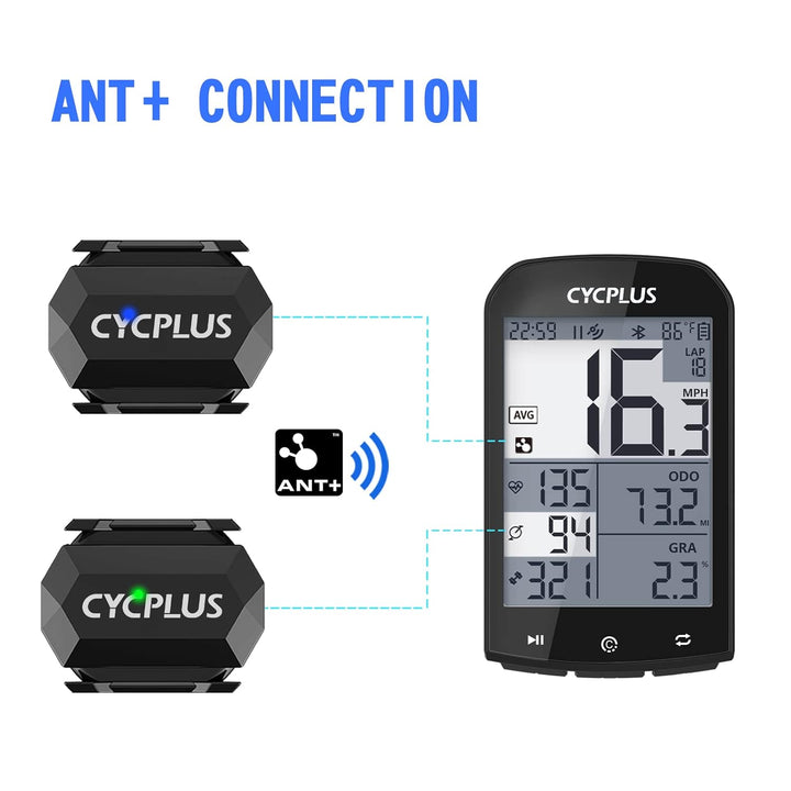 CYCPLUS Fahrrad Trittfrequenzsensor oder Geschwindigkeitssensor Dual Modul Bluetooth und ANT + Zwei
