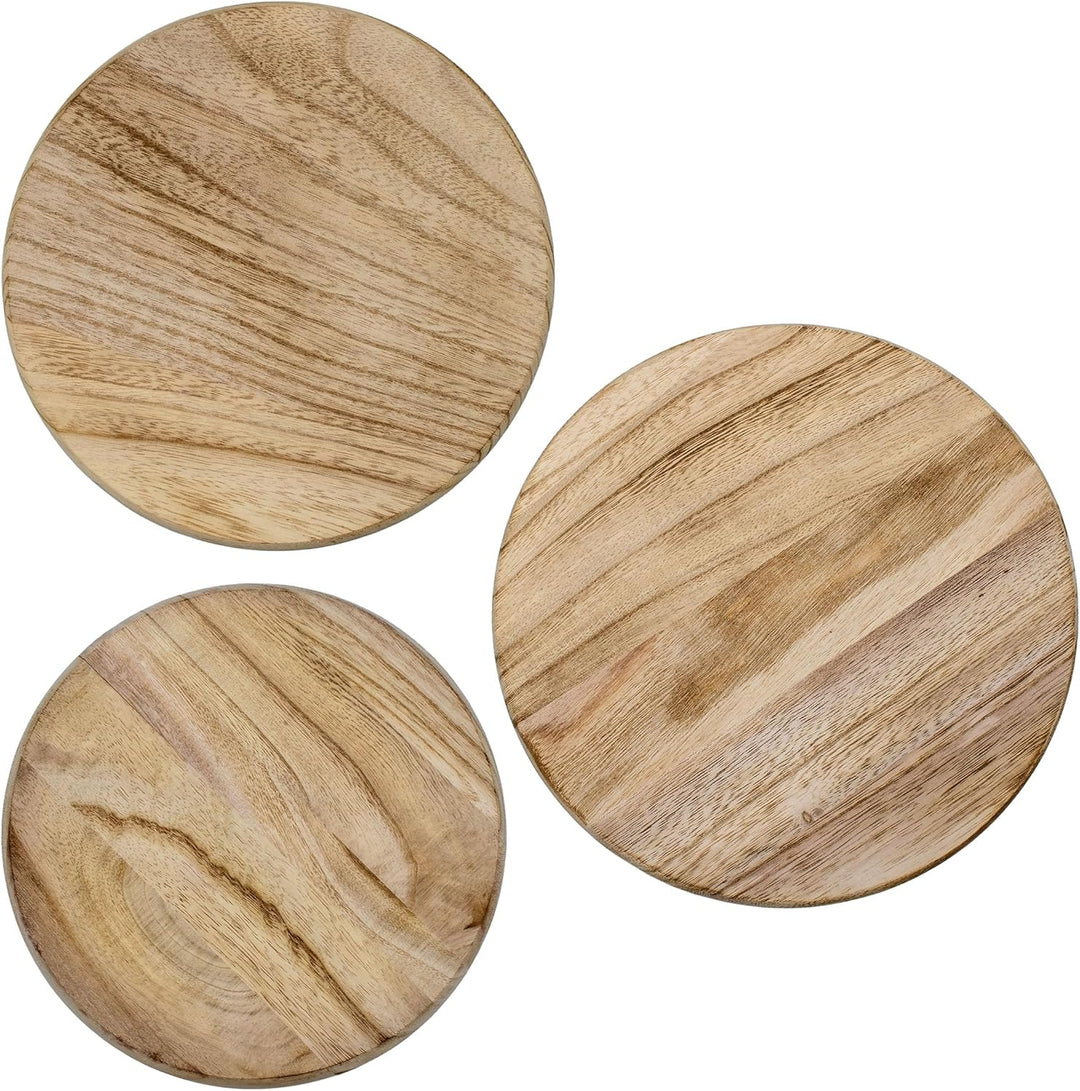 Holz Blumenhocker mit 3 Beinen geflammt 3er Set - 20 / 23 / 25 cm - Massivholz Deko Hocker rund klei