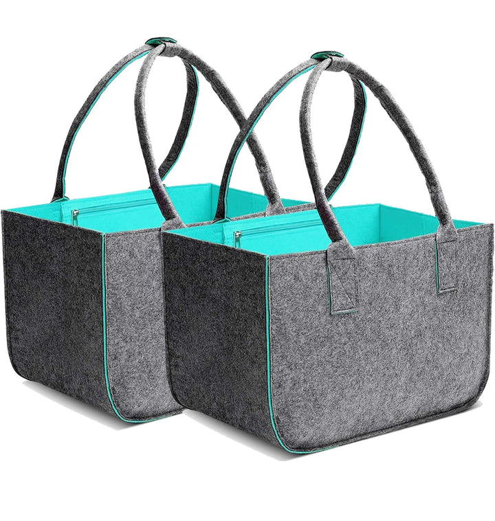 2 Stück 30L Filztaschen Shopper Gross, Einkaufstasche Faltbar Filz Einkaufskorb mit Lange Henkel, St