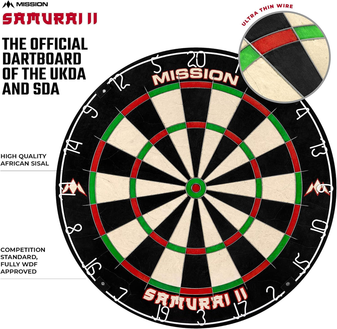 Mission Darts SU083 Samurai II Home Center | Darts und Dartscheibe Komplettpaket inkl. Surround und