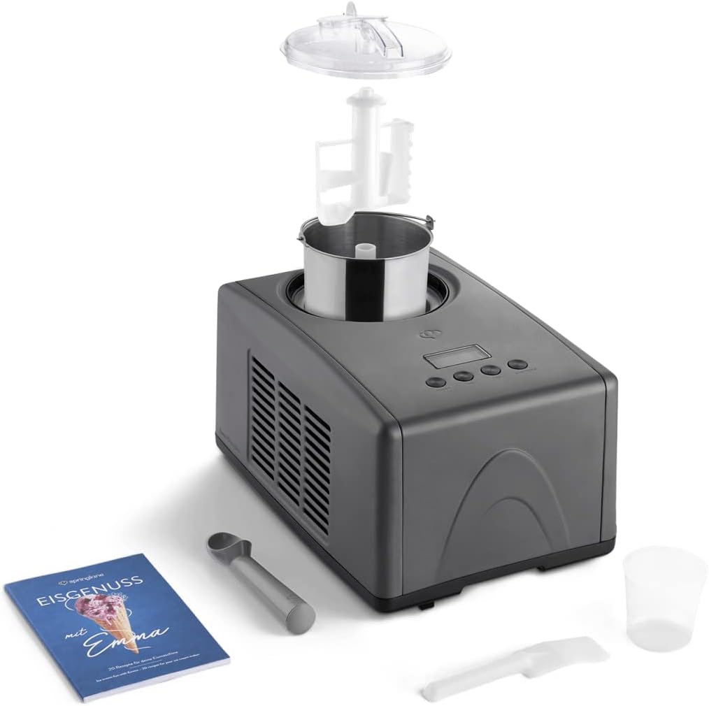 SPRINGLANE Eismaschine Emma 1,5 L mit selbstkühlendem Kompressor 150 W, Eiscrememaschine aus Edelsta