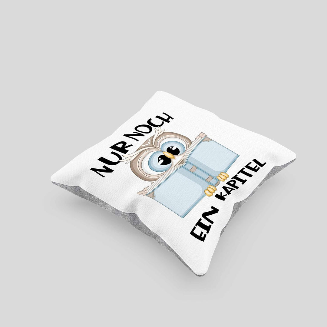 Trendation Leseratte Geschenk Kissen mit Füllung 40x40 Nur Noch EIN Kapitel Bücher Lesen Bücherwurm