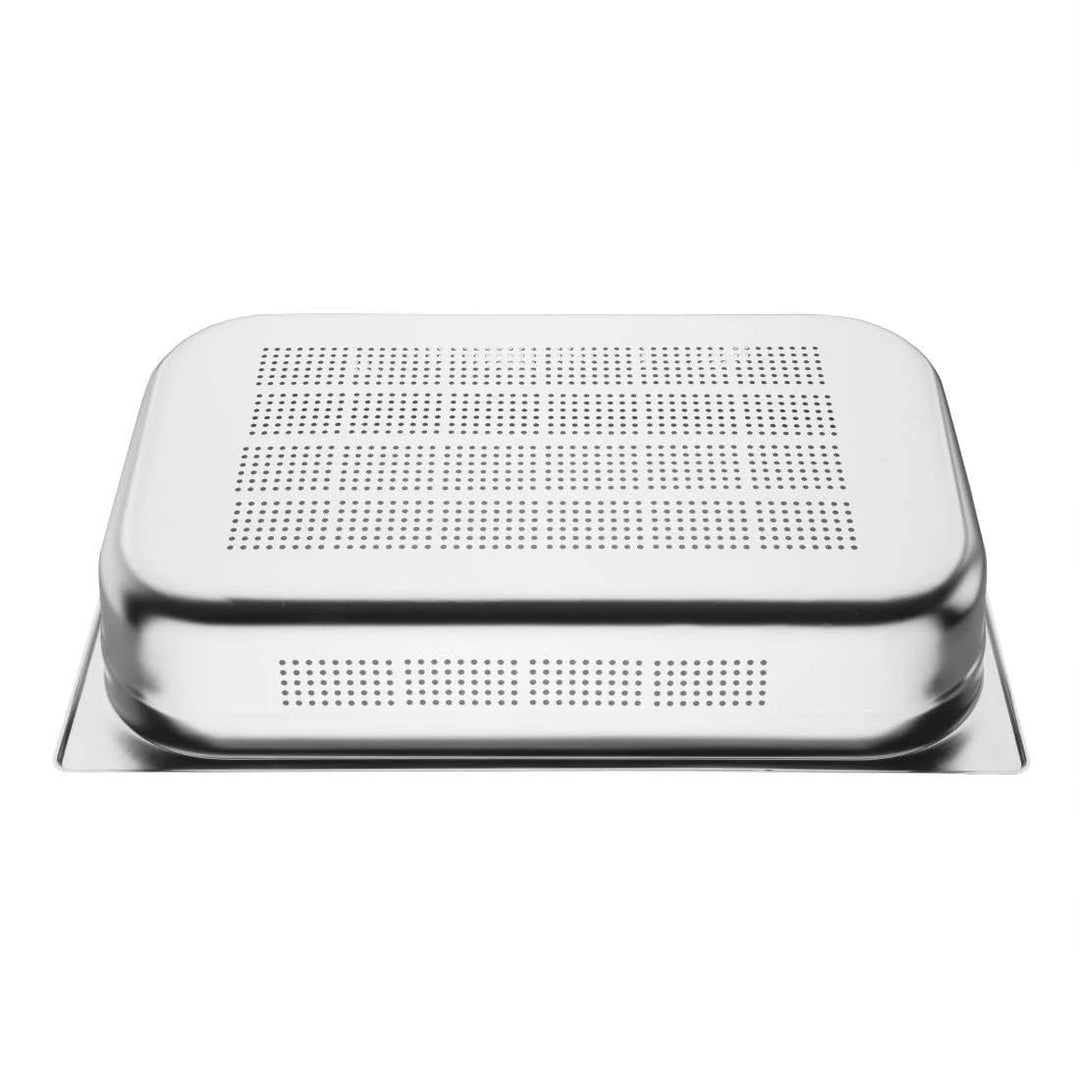 Vogue K841 Gastronomiebehälter aus Edelstahl, Gastronorm 1/1, 100 mm tief, perforiert, silber 100mm,