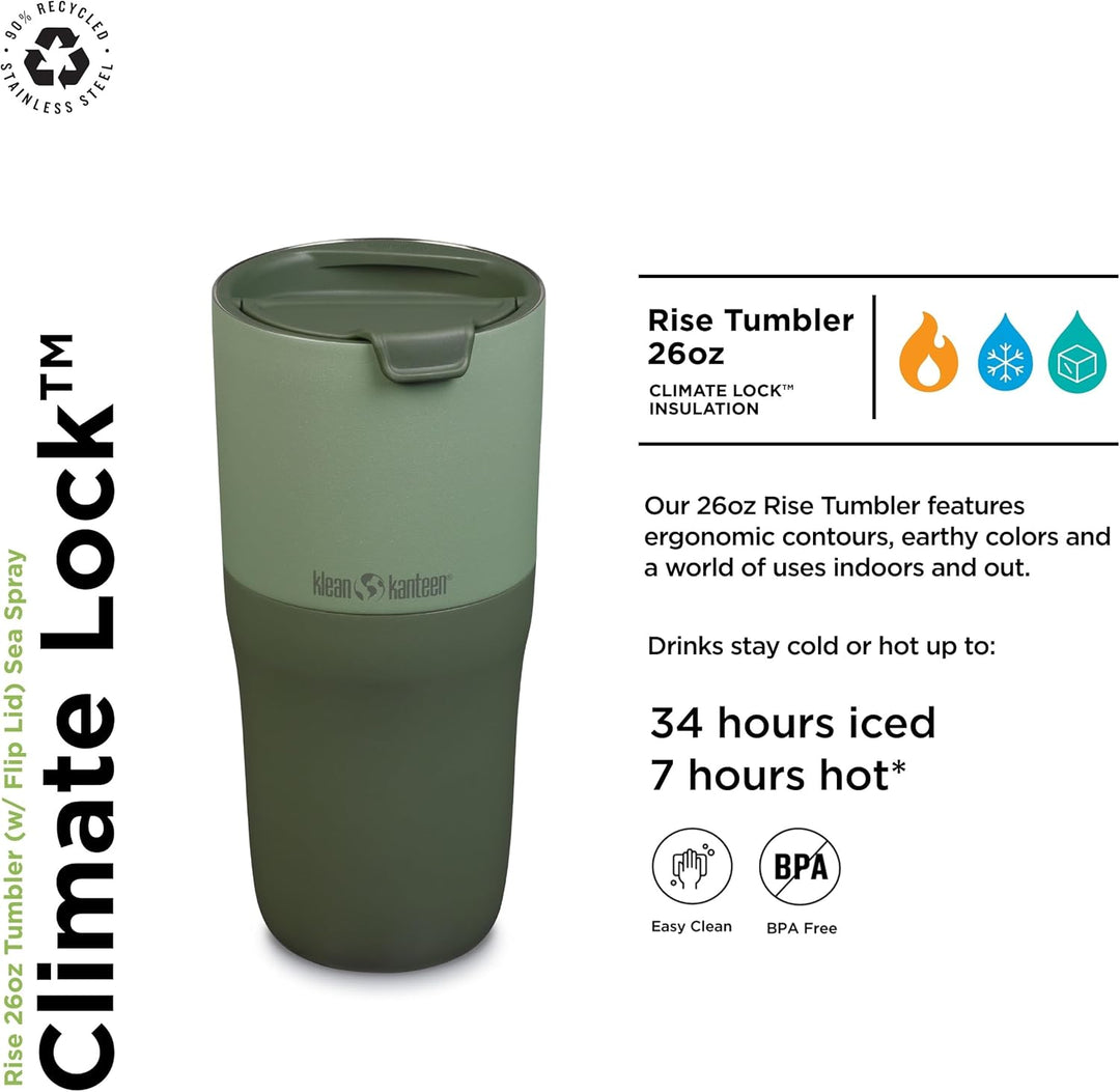 Klean Kanteen Rise Tumbler mit Flip Lid aus Edelstahl Sea Spray, 769ml, 1010222, Sea Spray