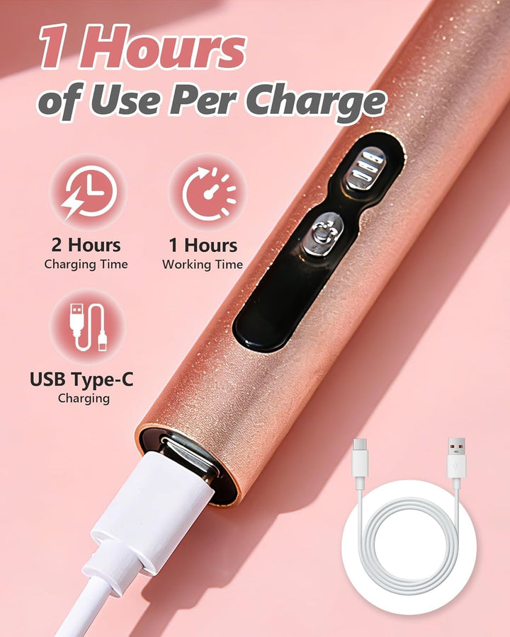 Professioneller Elektrischer Nagelfräser, Tragbare Nagelfeile für Acryl und Gelnägel, USB-Aufladbar,