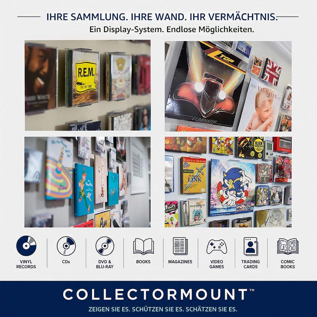 CollectorMount Vinyl-Schallplattenständer und Wandhalterung für Albummontage, Unsichtbar und Einstel