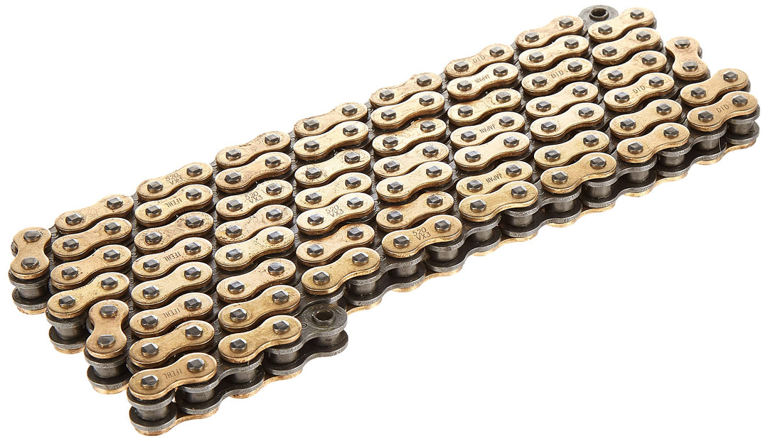 DID 520VX3-KETTE (Gold & Schwarz) – Länge: 120 Glieder mit Clip-Verbindung (FJ)
