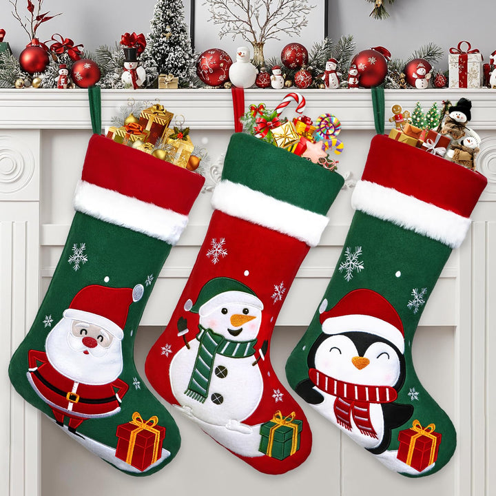 Nikolausstrumpf 3 er Set Nikolausstiefel zum Befüllen Grosse Weihnachtsstrumpf Weihnachtssocken Kami