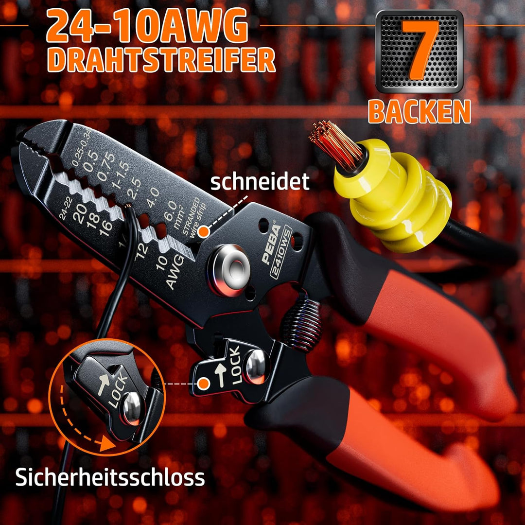 PEBA Crimpzange Wasserdicht Kfz Stecker Set, Crimpzangen 0.34-2.5mm², 1/2/3/4/5/6 Polig Steckverbind