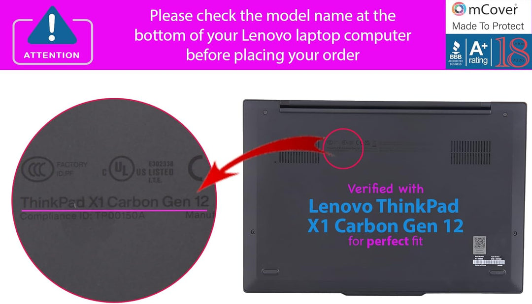 mCover Hartschalen-Schutzhülle, nur kompatibel mit Lenovo ThinkPad X1 Carbon Gen 12/13 Windows Noteb