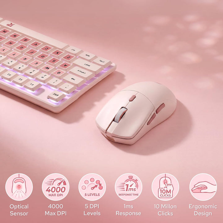 Redragon BS8531 Büro Tastaturen &amp; -Mäuse Combos Kabellos Mechanisch Rosa | 3-farbig rosa mechanische