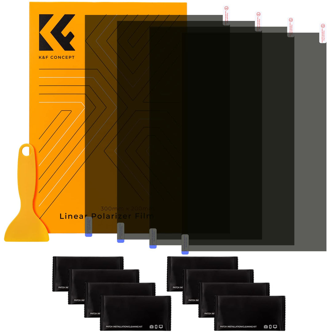 K&F Concept Polarisationsfolie 4 Stück 300 * 200 * 0,21mm polfilter Folie，linear 90 Grad, 4 Stück