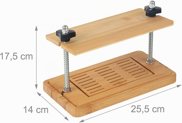 Relaxdays Tofupresse, Bambus, Edelstahl, HxBxT: 17,5 x 25,5 x 14 cm, Pressform vegan, Tofuform mit A