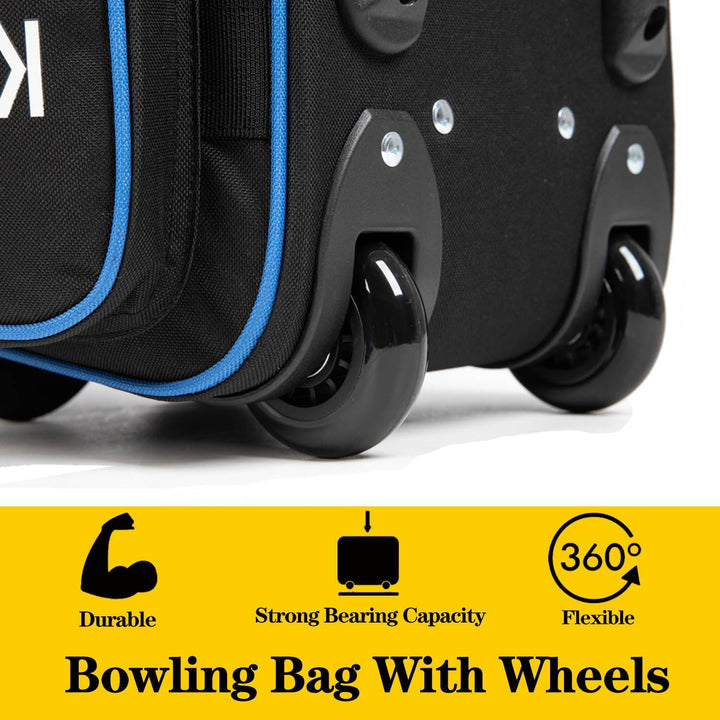 Kioqiear Bowlingtasche mit 2 Rollen und grossem separatem Schuhfach und übergrosser Zubehörtasche, 9