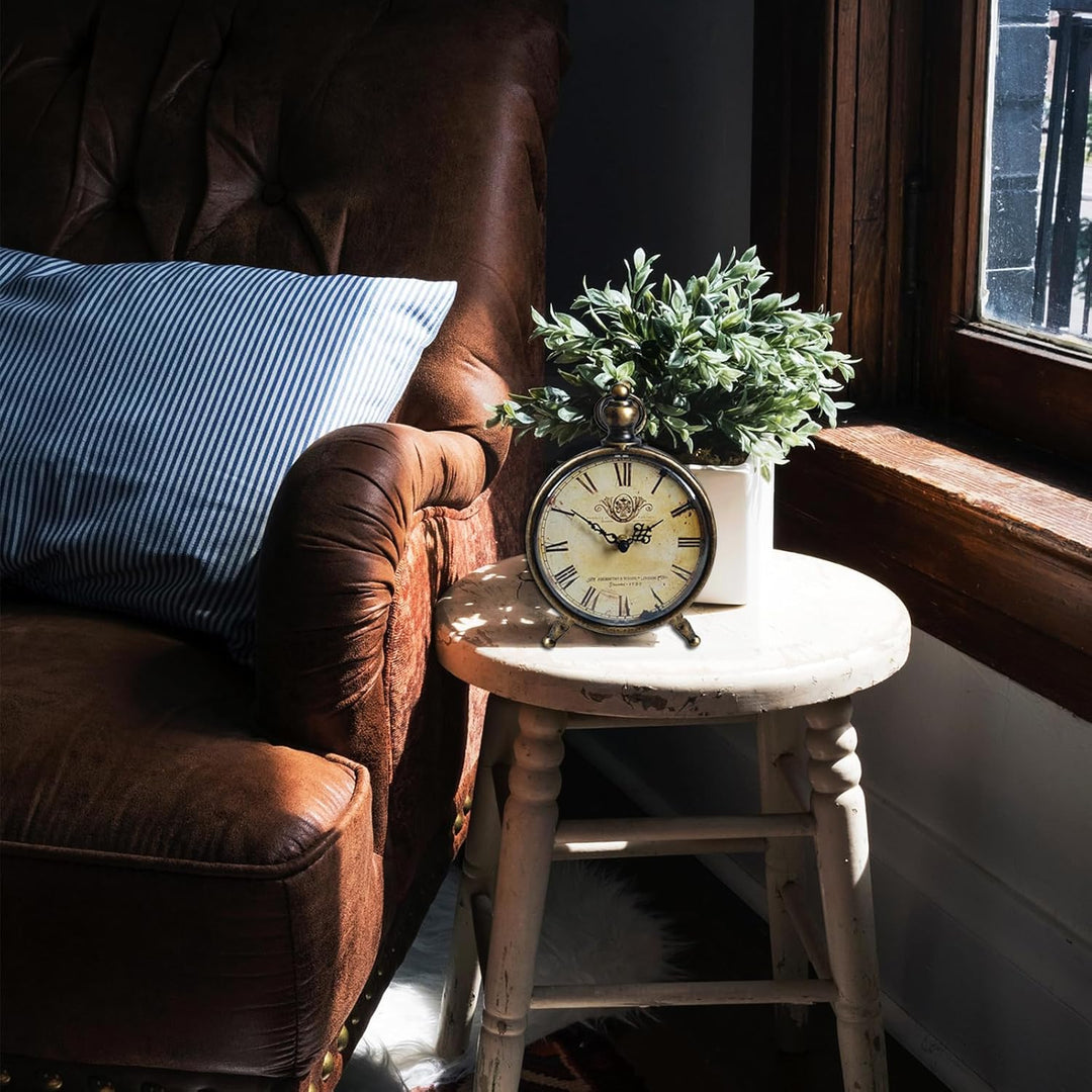 HZDHCLH Retro Silent Roman Tischuhr für Wohnzimmer Schlafzimmer Büro Kunst-Schreibtischuhr（Kupfersch