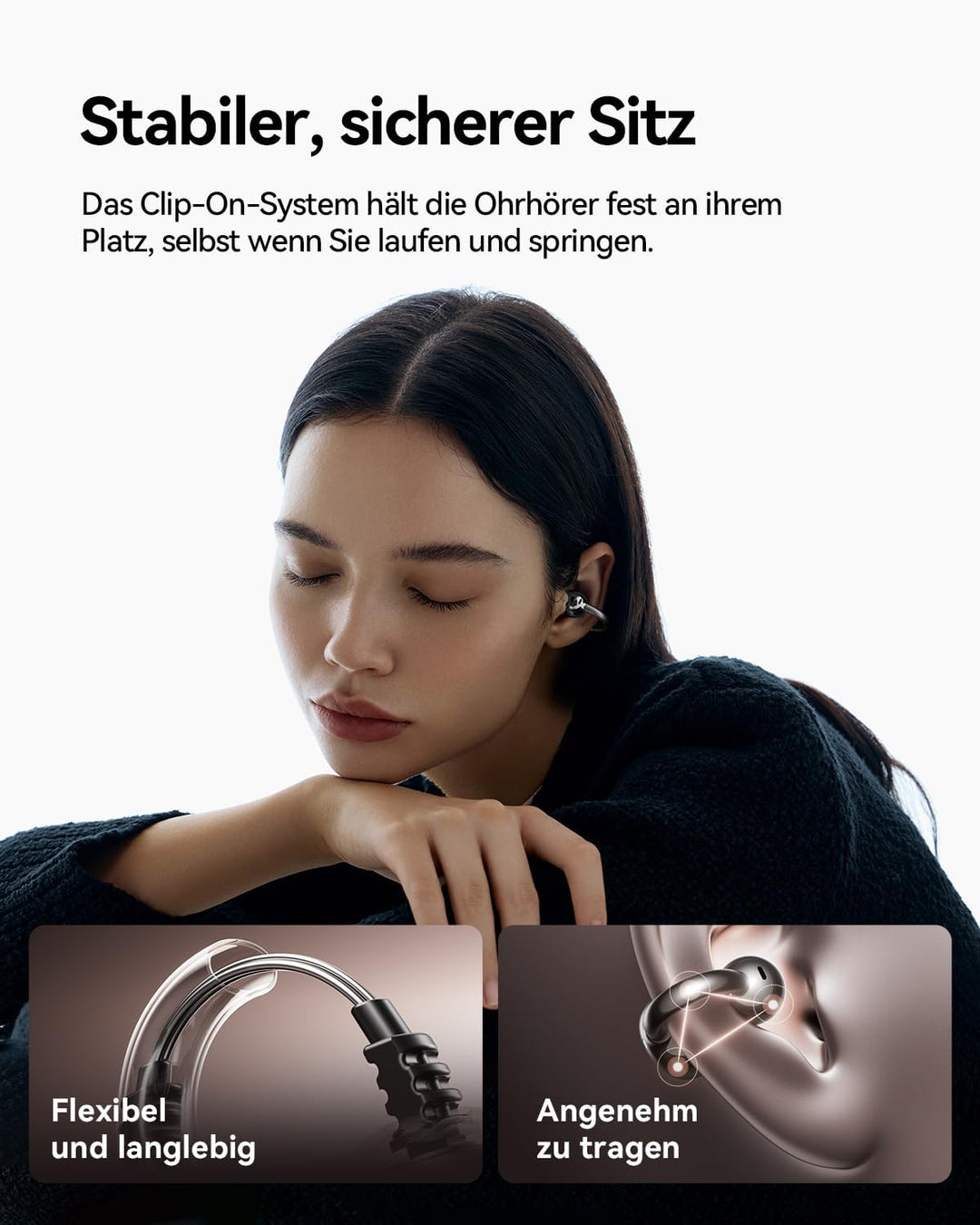 SANAG S7SUltra Open Ear Kopfhörer, Clip On Earbuds Kabellos Dyna HiFi, Bluetooth 6.0, 40H Spielzeit,
