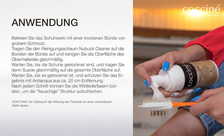 Cocciné - Schuh Pflege Set, Wildleder und Nubuk Pflegeset, Schuhpflege, Schuhreinigung, Farbauffrisc