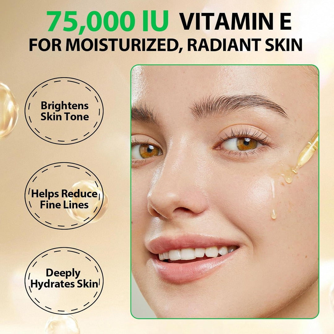 Vitamin E Öl Für Gesicht Und Haut, 75,000 IU, 100% Natürliches & Reines Vitamin E Oil für Haut, Gesi