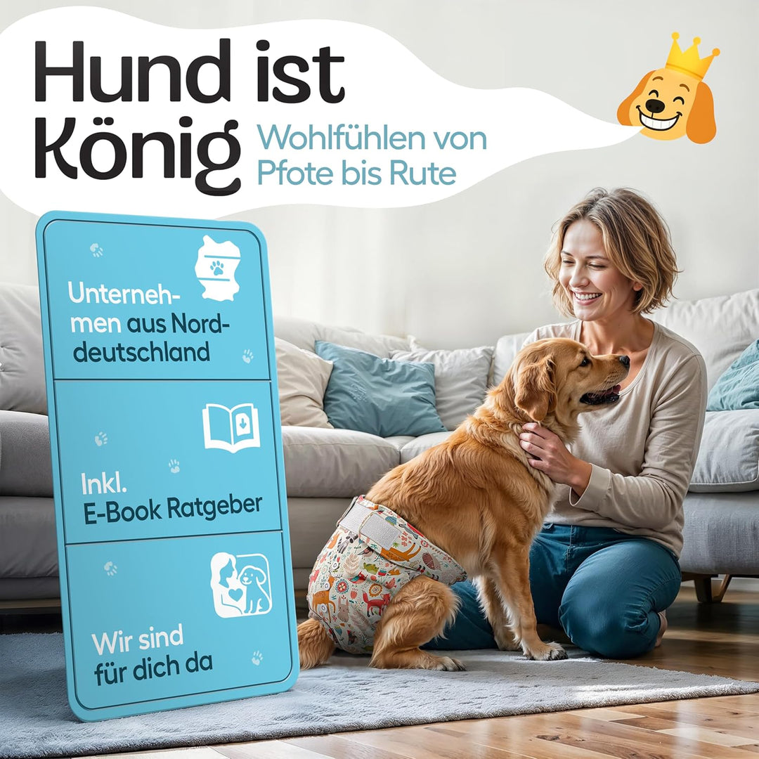 HUND IST KÖNIG Hundewindeln für Hündinnen (3 Stück) - Hochabsorbierende Läufigkeitshose für Hündinne