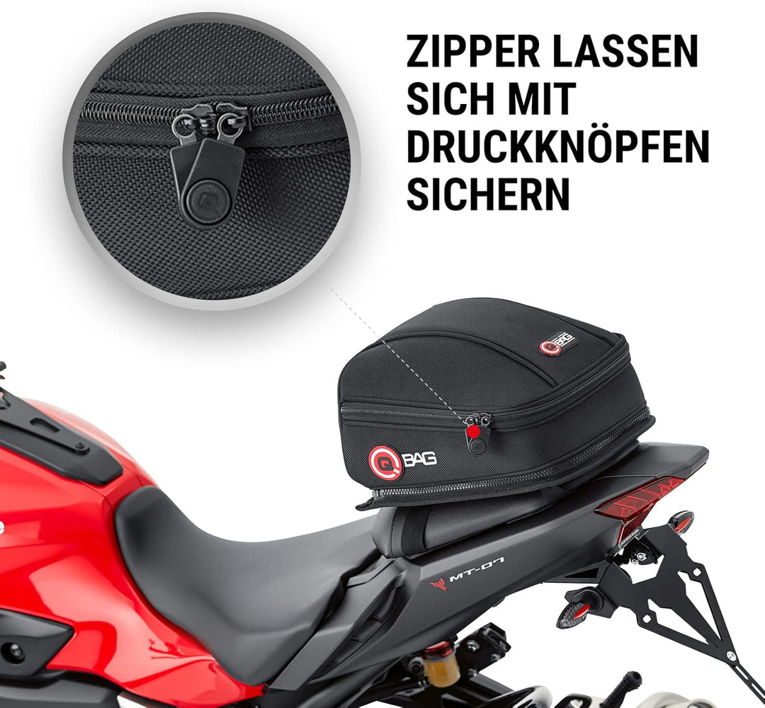 QBag Hecktasche 03 Motorradtasche, Motorradgepäck für Soziussitz/Gepäckträger, 5 Liter Stauraum, lei