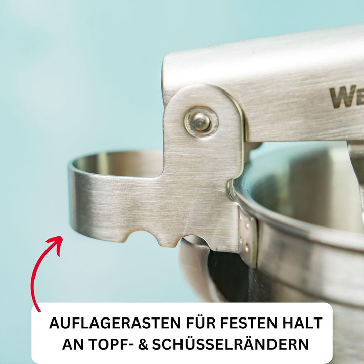 Westmark Spätzle/-Kartoffelpresse, Mit 4 auswechselbaren Lochscheiben, Rostfreier Edelstahl, Quadro,