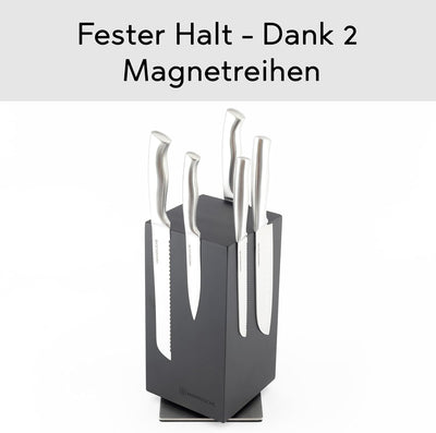 Hanseküche Messerblock magnetisch aus Akazienholz - Doppelseitiger Messerhalter ohne Messer mit Magn