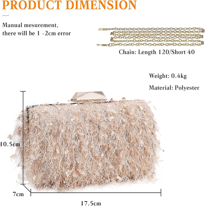 CORIOS Damen Abendtasche Kleine Clutch Abnehmbarer Kette Tasche Hochzeit Braut Handtasche Portemonna