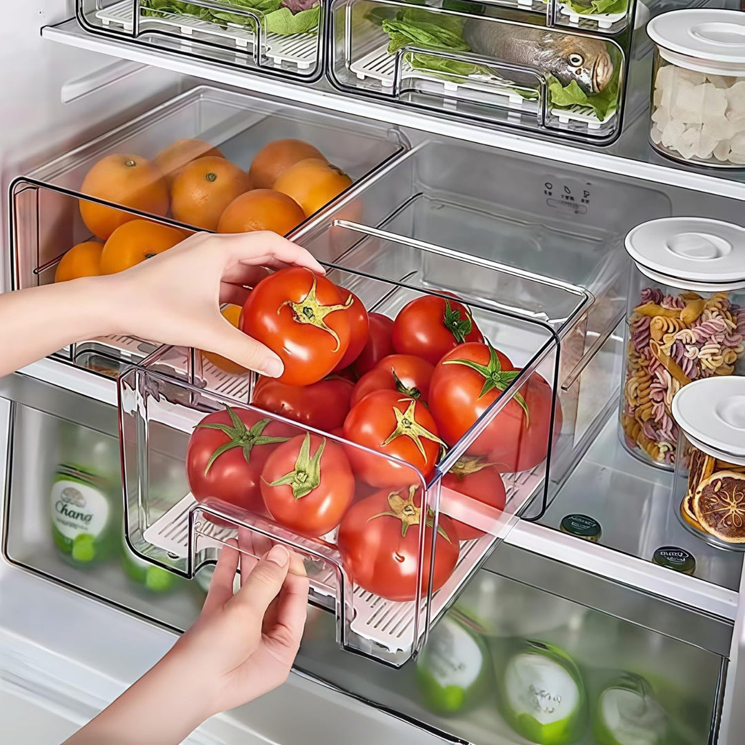Kühlschrank-Organizer Schublade (1 Stück) – Stapelbarer, transparenter Fridge Organizer & Küchen-Org